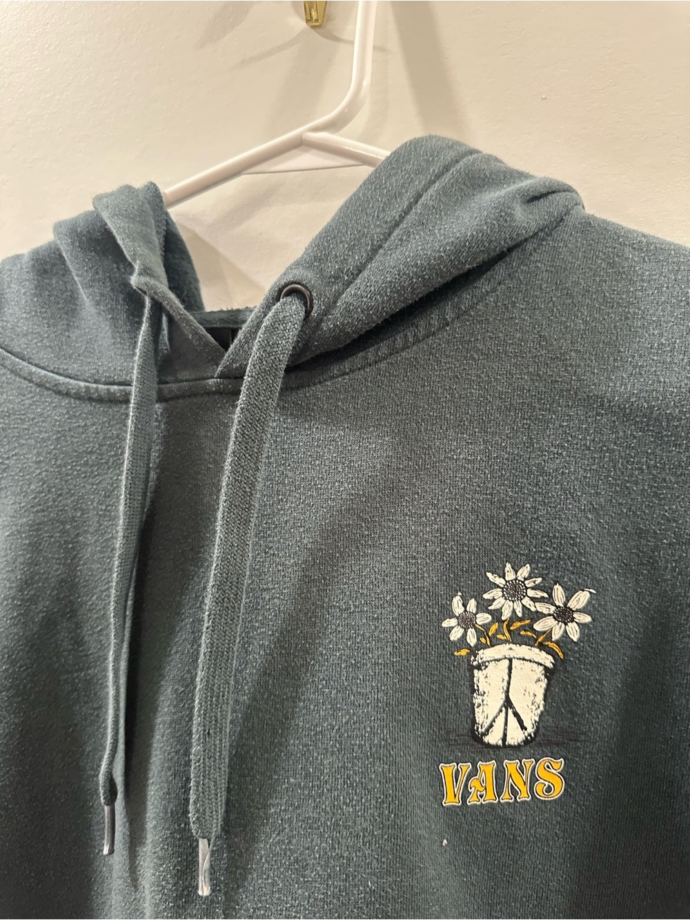 Vans Green Hoodie with Yellow & White Floral Logo